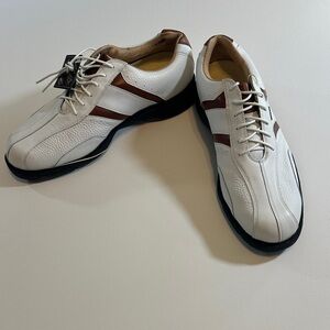 Etonic STGT Gore-Tex White Brown Golf Shoes Spikes Size 12